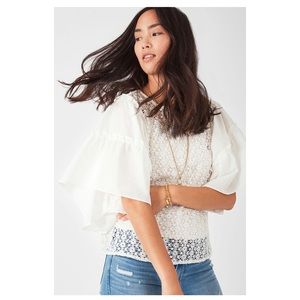 Stella & Dot Gertie Top XS - White Lace Ruffle